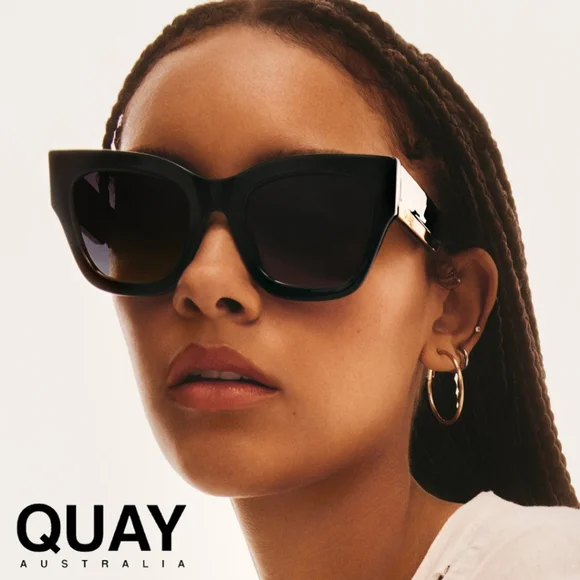 QUAY AUSTRALIA- By The Way Sunglasses- Black, Smoke - Picture 3 of 6